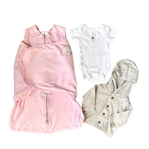 Newborn Girl Clothes Baby Lot of 3 HALO Sleep Sack Blanket Bodysuit Hoodie - Picture 1 of 6